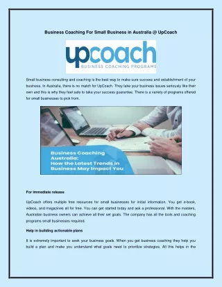 Business Coaching For Small Business in Australia @ UpCoach