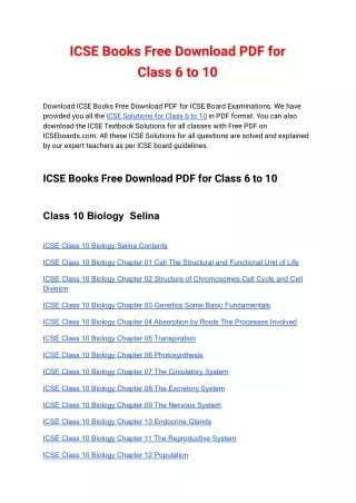 icse books free download pdf for class 6 to 10