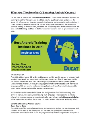 what are the benefits of learning android course
