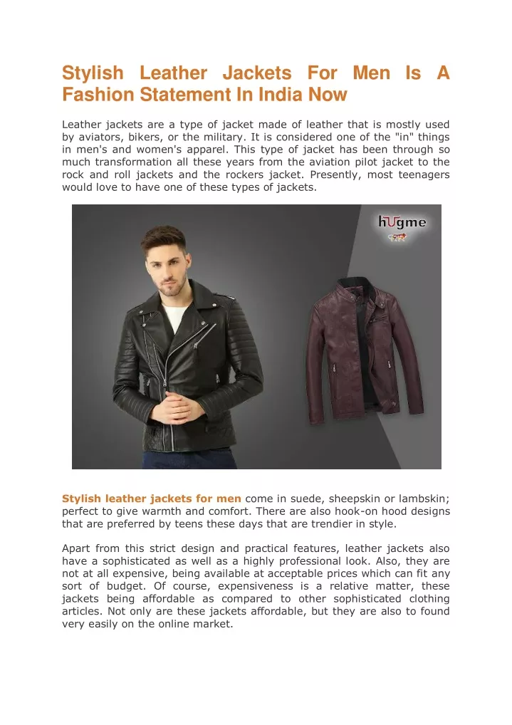 stylish leather jackets for men is a fashion