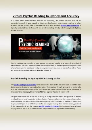 Psychic Reading In Sydney NSW Accuracy Varies