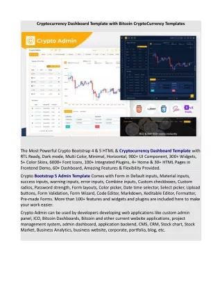 cryptocurrency dashboard template with bitcoin