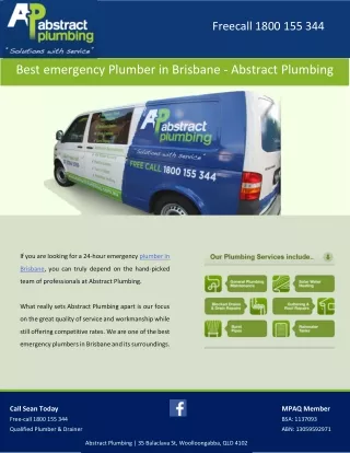 Best emergency Plumber in Brisbane - Abstract Plumbing