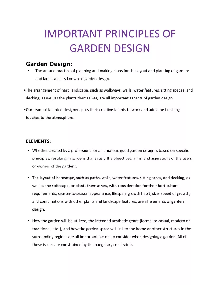 important principles of garden design