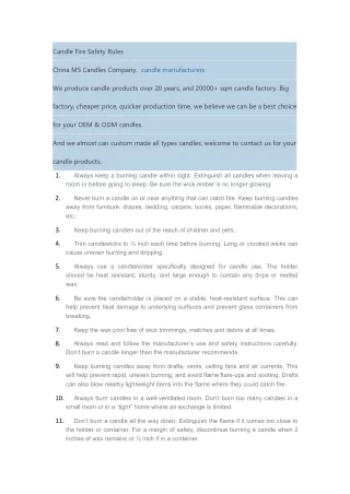 Candle Fire Safety Rules