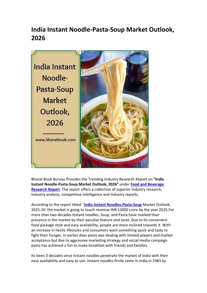 india instant noodle pasta soup market outlook