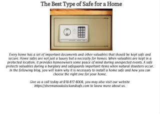 the best type of safe for a home