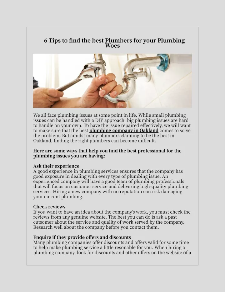 6 tips to find the best plumbers for your plumbing