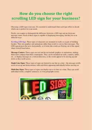 how do you choose the right scrolling led sign