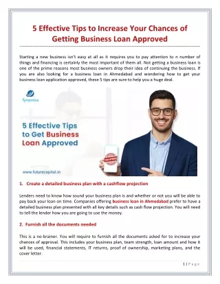 5 Effective Tips to Increase Your Chances of Getting Business Loan Approved