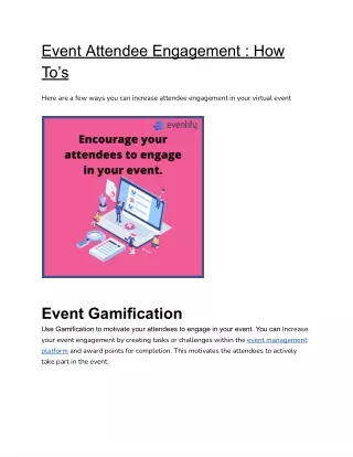 Event Attendee Engagement : How To’s