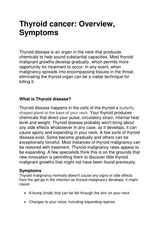 thyroid cancer overview symptoms