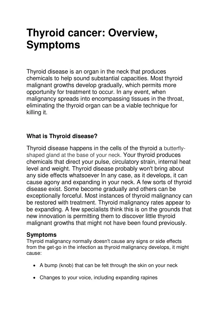 thyroid cancer overview symptoms