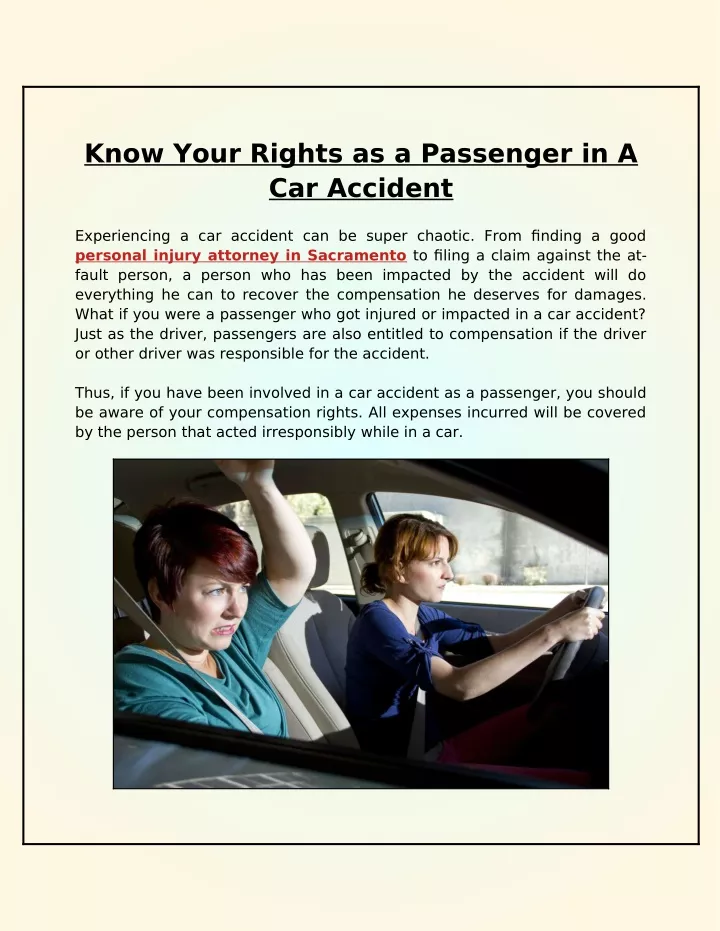know your rights as a passenger in a car accident