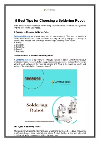 5 Best Tips for Choosing a Soldering Robot