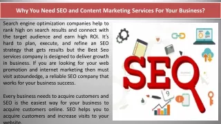 why you need seo and content marketing services