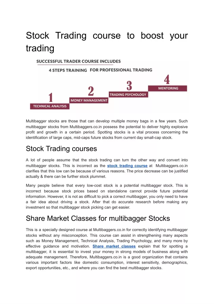 stock trading course to boost your trading