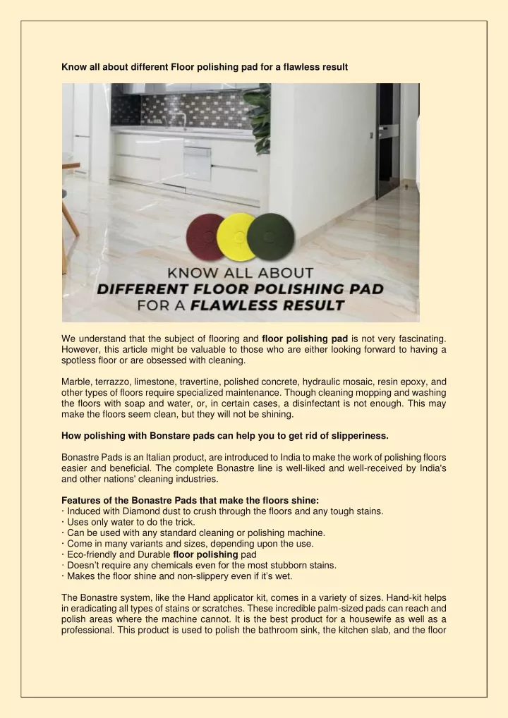 know all about different floor polishing
