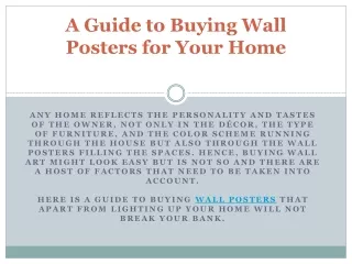 A Guide to Buying Wall Posters for Your Home