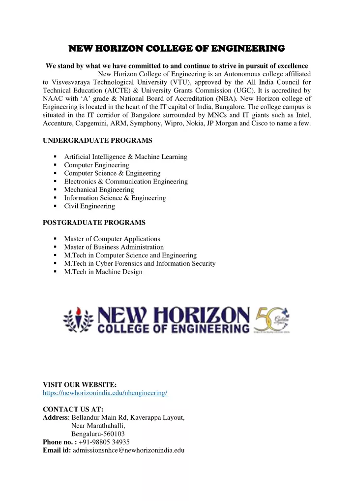 new horizon college of engineering new horizon