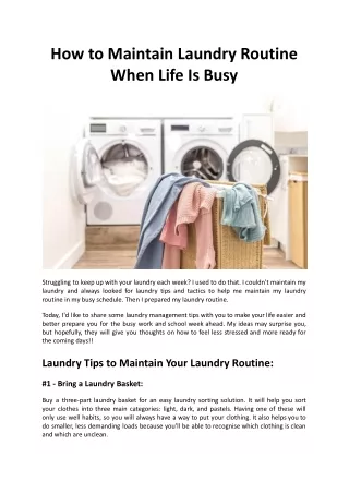 how to maintain laundry routine when life is busy