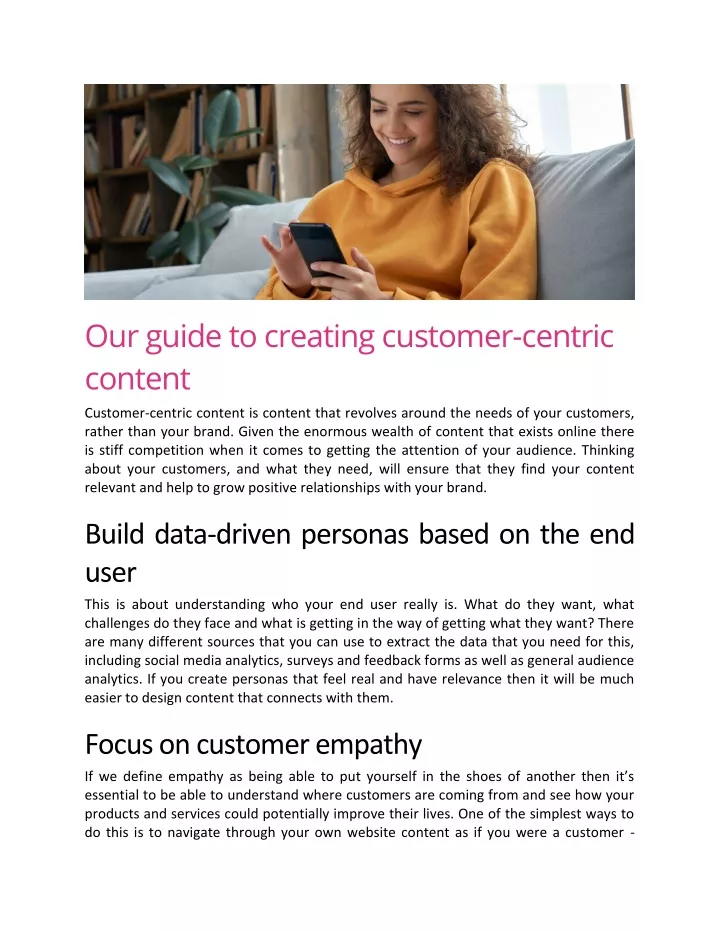 our guide to creating customer centric content