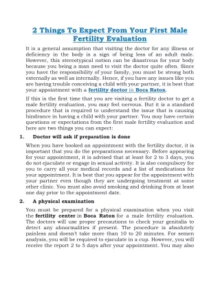 2 things to expect from your first male fertility