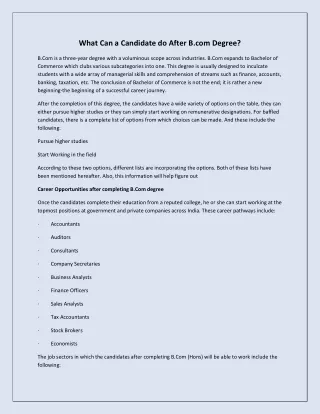 what can a candidate do after b com degree