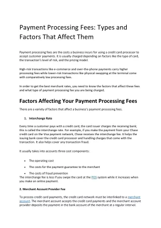 Payment Processing Fees