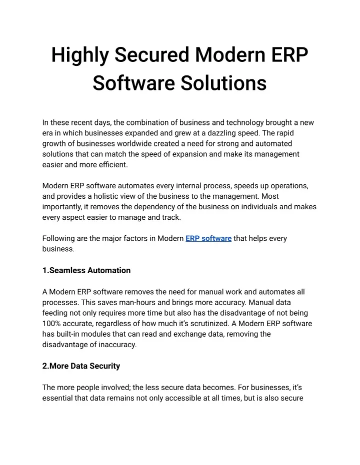 highly secured modern erp software solutions