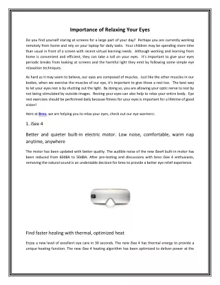 importance of relaxing your eyes