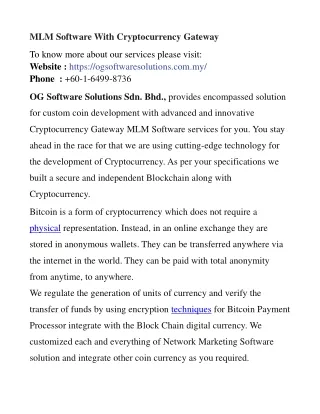 mlm software with cryptocurrency gateway
