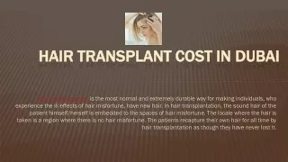 Hair Transplant Cost in Dubai