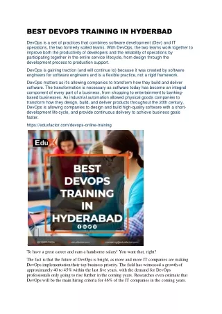BEST DEVOPS TRAINING IN HYDERBAD post