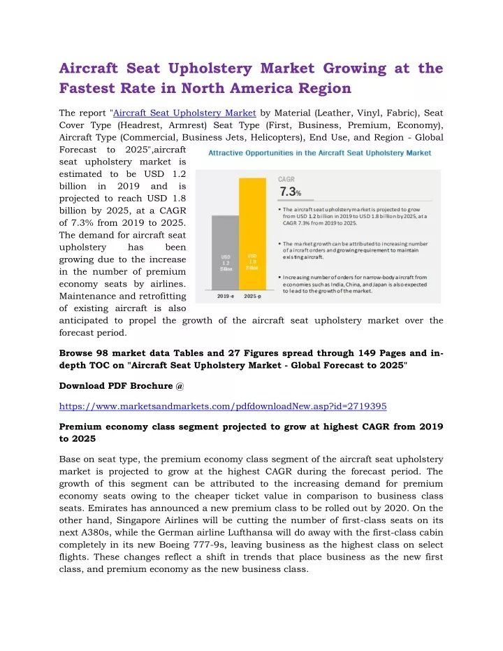 aircraft seat upholstery market growing