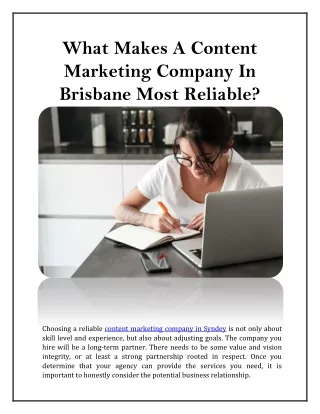 What Makes A Content Marketing Company In Brisbane Most Reliable
