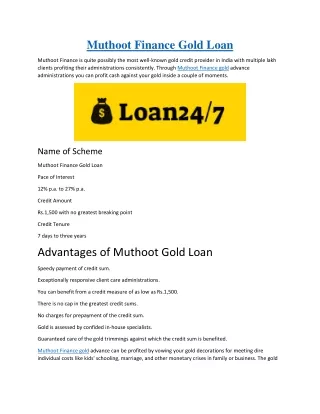 Muthoot Finance Gold Loan