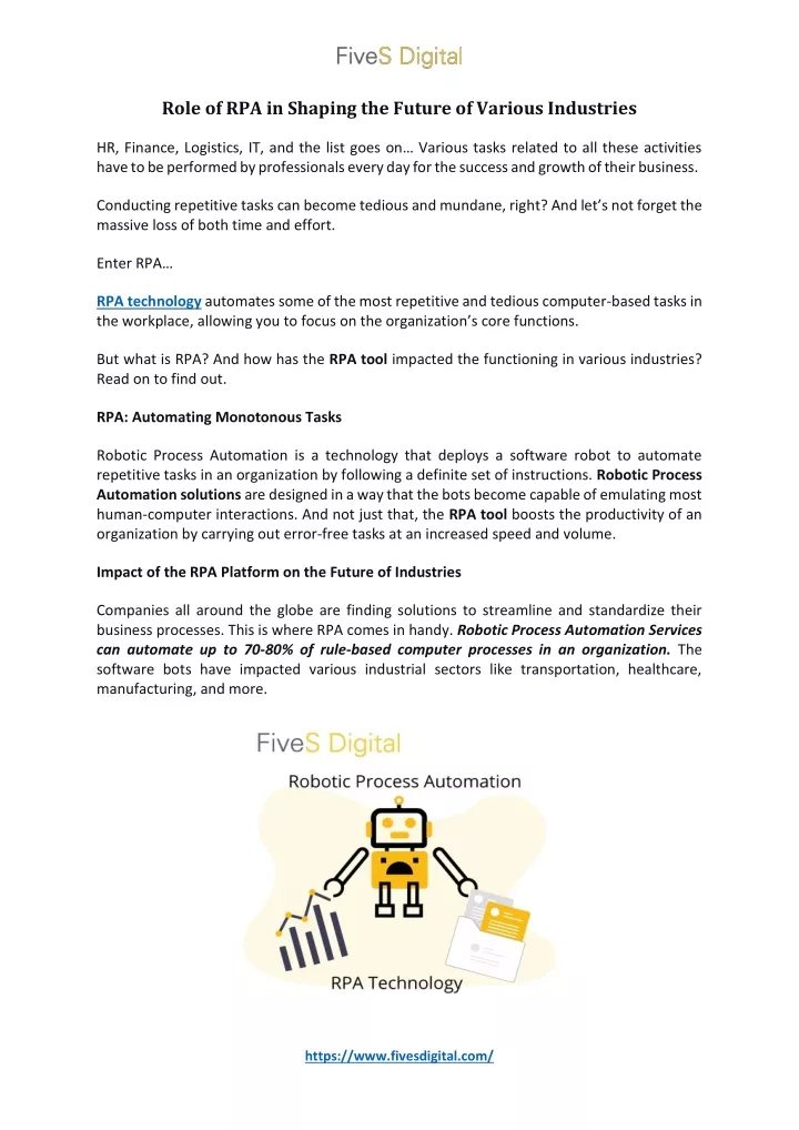 role of rpa in shaping the future of various