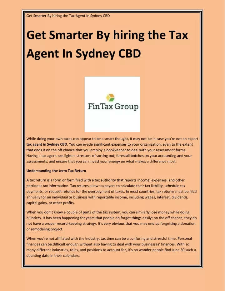 get smarter by hiring the tax agent in sydney cbd