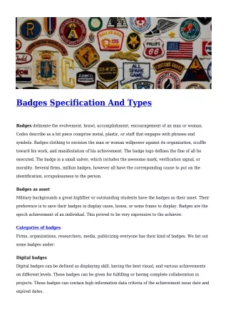 Badges Specification And Types pdf