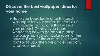 Discover the best wallpaper ideas for your home