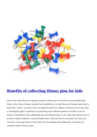 Benefits of collecting Disney pins for kids pdf