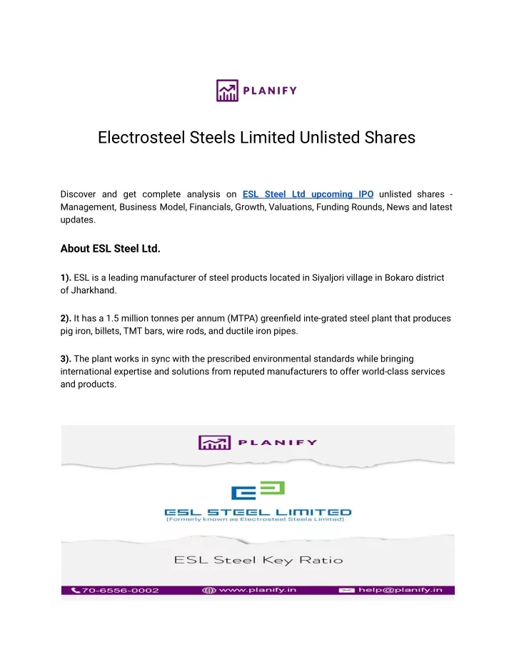 electrosteel steels limited unlisted shares