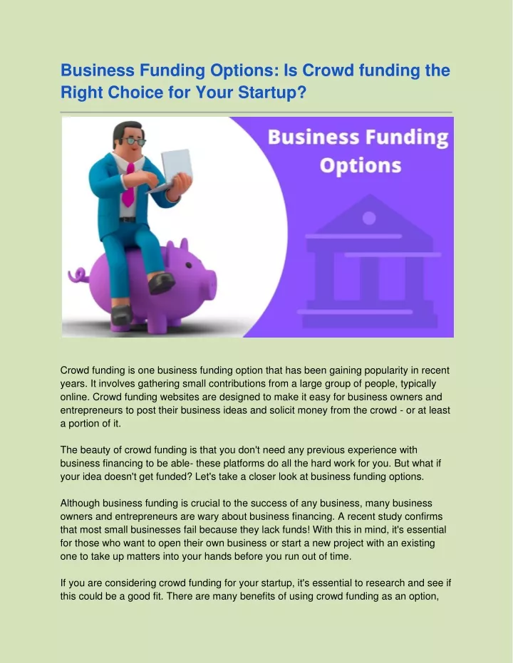 business funding options is crowd funding