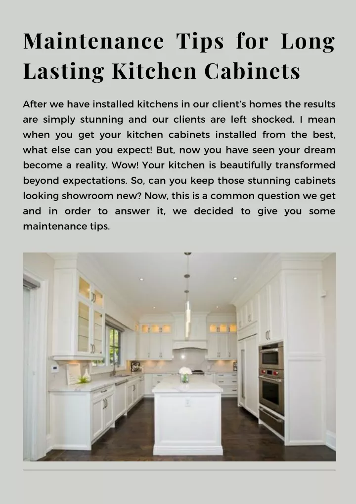 maintenance tips for long lasting kitchen cabinets