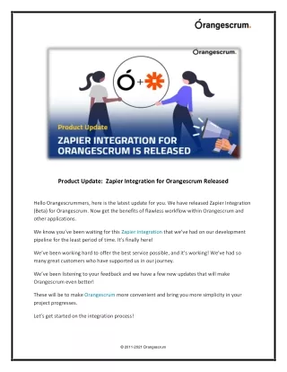 product update zapier integration for orangescrum