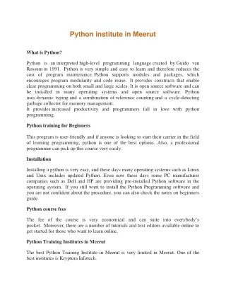 Python Training Institute In Meerut