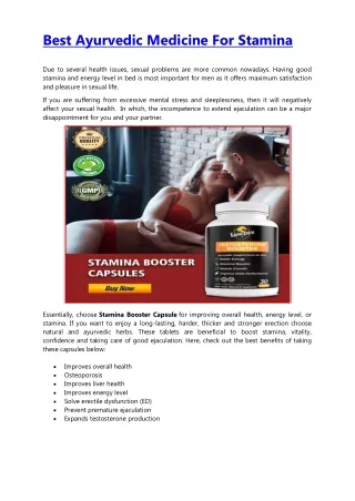 Stamina Booster Capsule for Improving Sexual Health