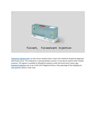 fulvestrant injection 5ml is an anti cancer
