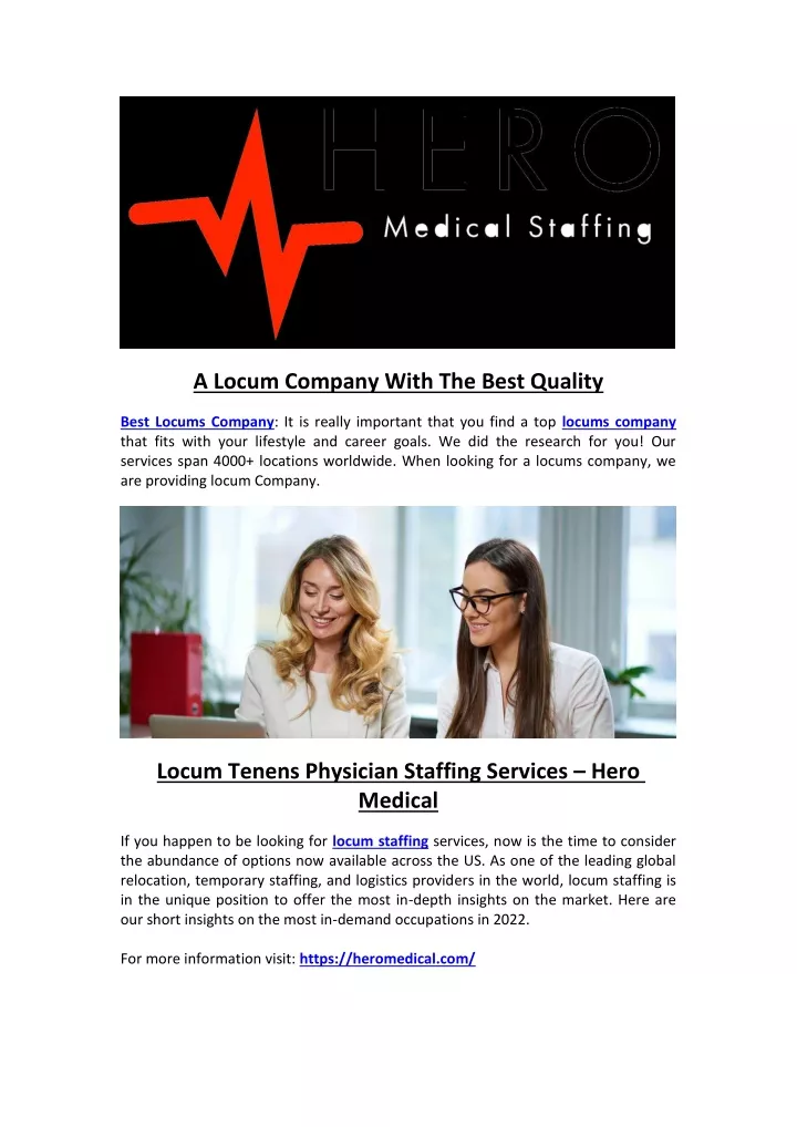 a locum company with the best quality